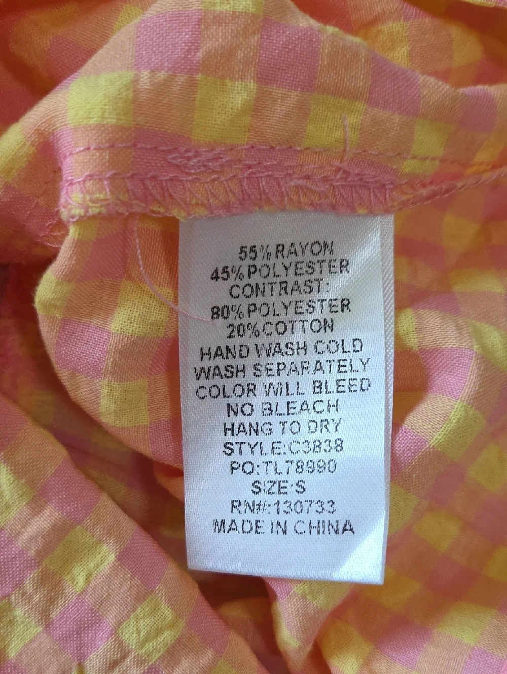 Umgee Pink Yellow Gingham Smocked Ruffle Sleeve Midi Dress Size Small - Picture 7 of 7
